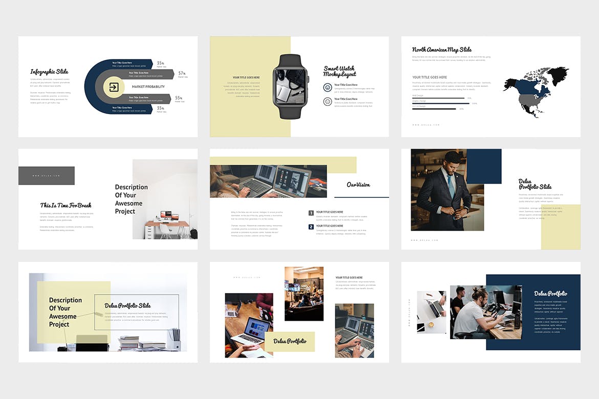 IT科技项目启动主题素材库精选PPT模板 Delua : Tech Startup Powerpoint插图(2)