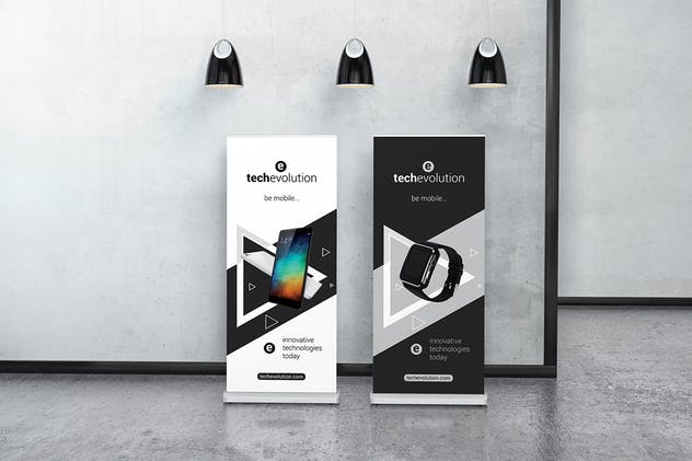 易拉宝Banner广告设计展示样机 Roll Up Banner Stand Mockup插图(1)