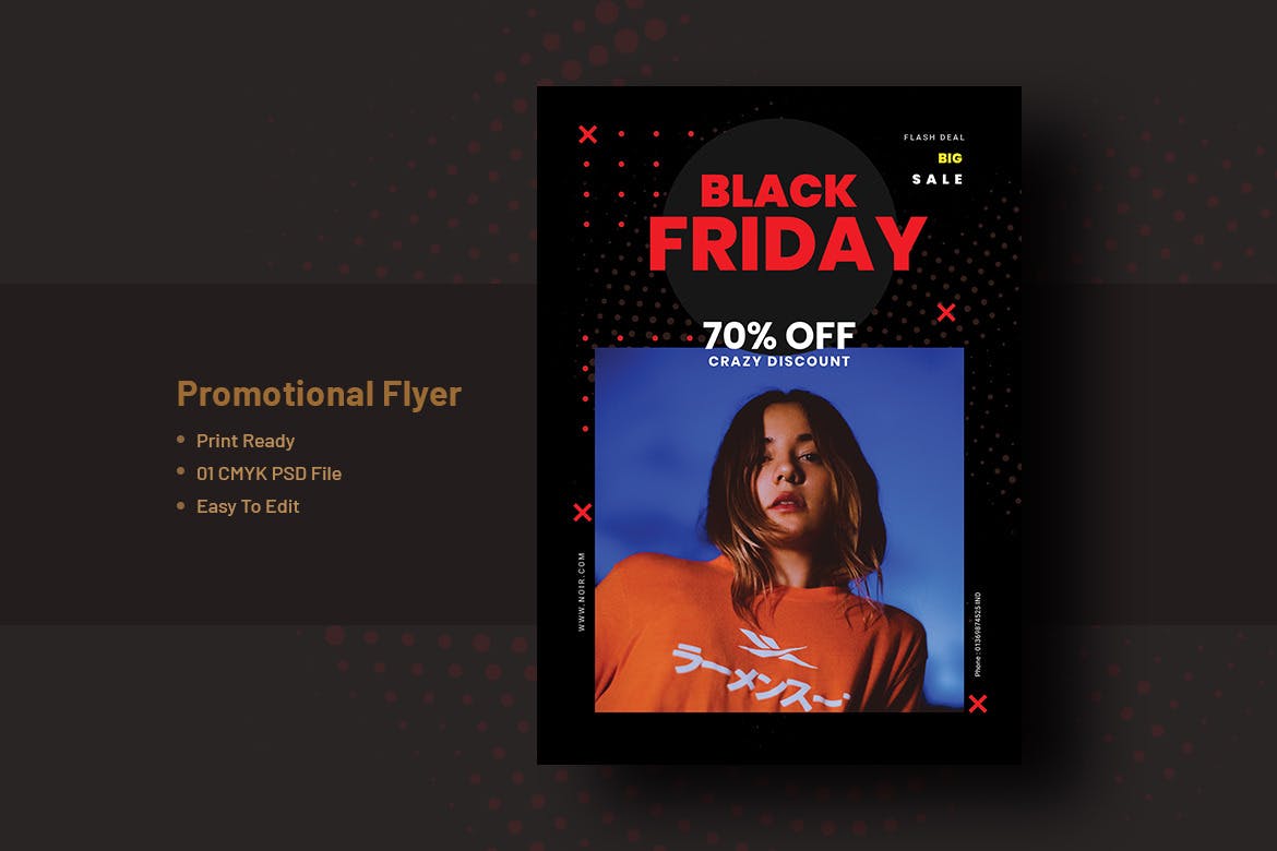 品牌服装黒五购物狂欢节大促广告海报传单模板v6 Black Friday Flyer Template V-6插图