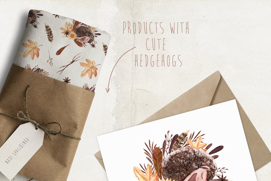 刺猬与秋天水彩素材集 Watercolor Autumn Hedgehogs插图(7)