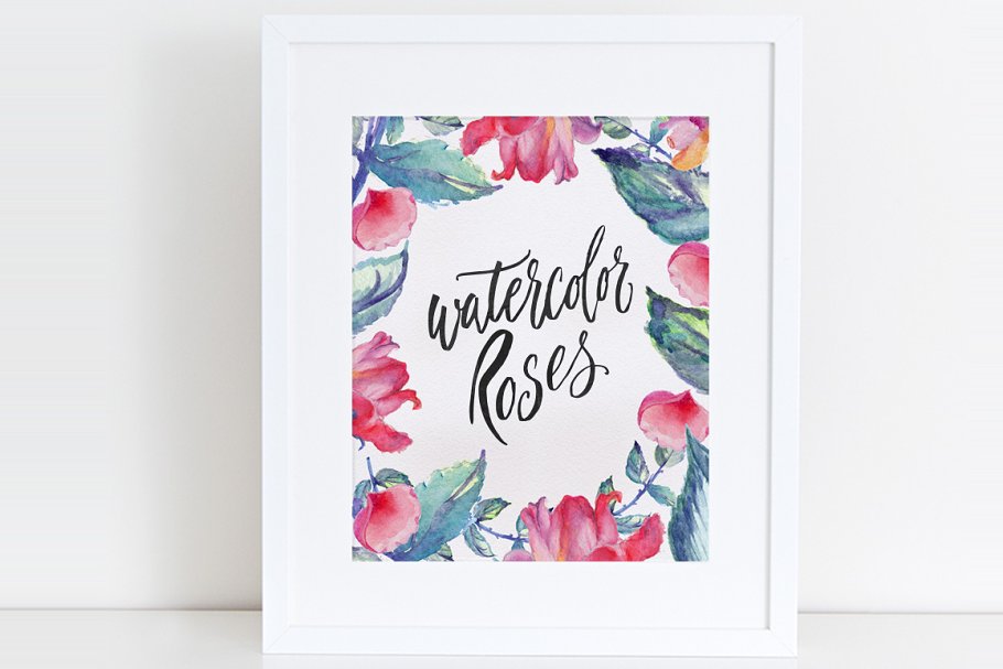 水彩玫瑰花设计DIY套装 Watercolor Roses DIY pack 22elements插图(1)
