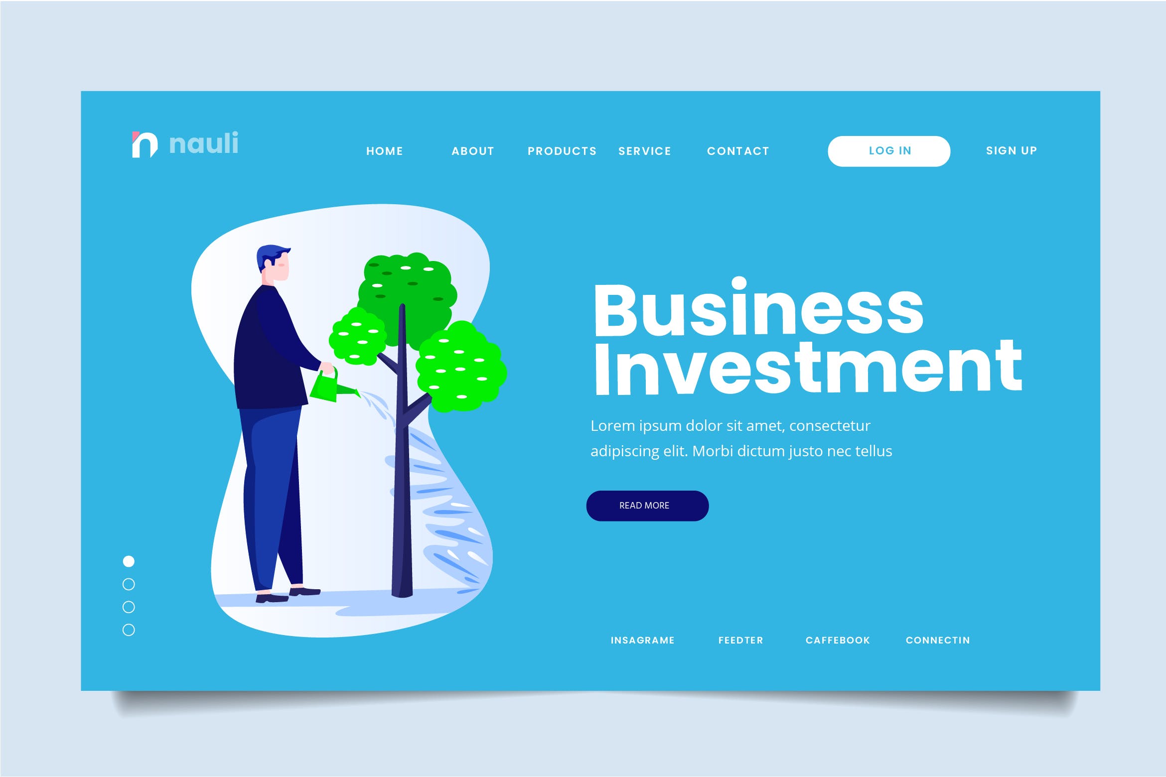 商业投资主题网站设计矢量插画素材 Business Investment Web Header PSD and AI Vector插图