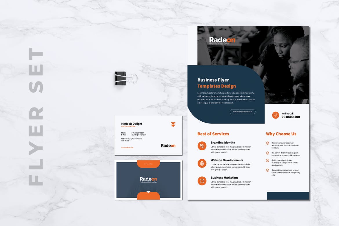 创意代理公司宣传单和素材库精选名片模板 RADEON Creative Agency Flyer & Business Card插图(4)