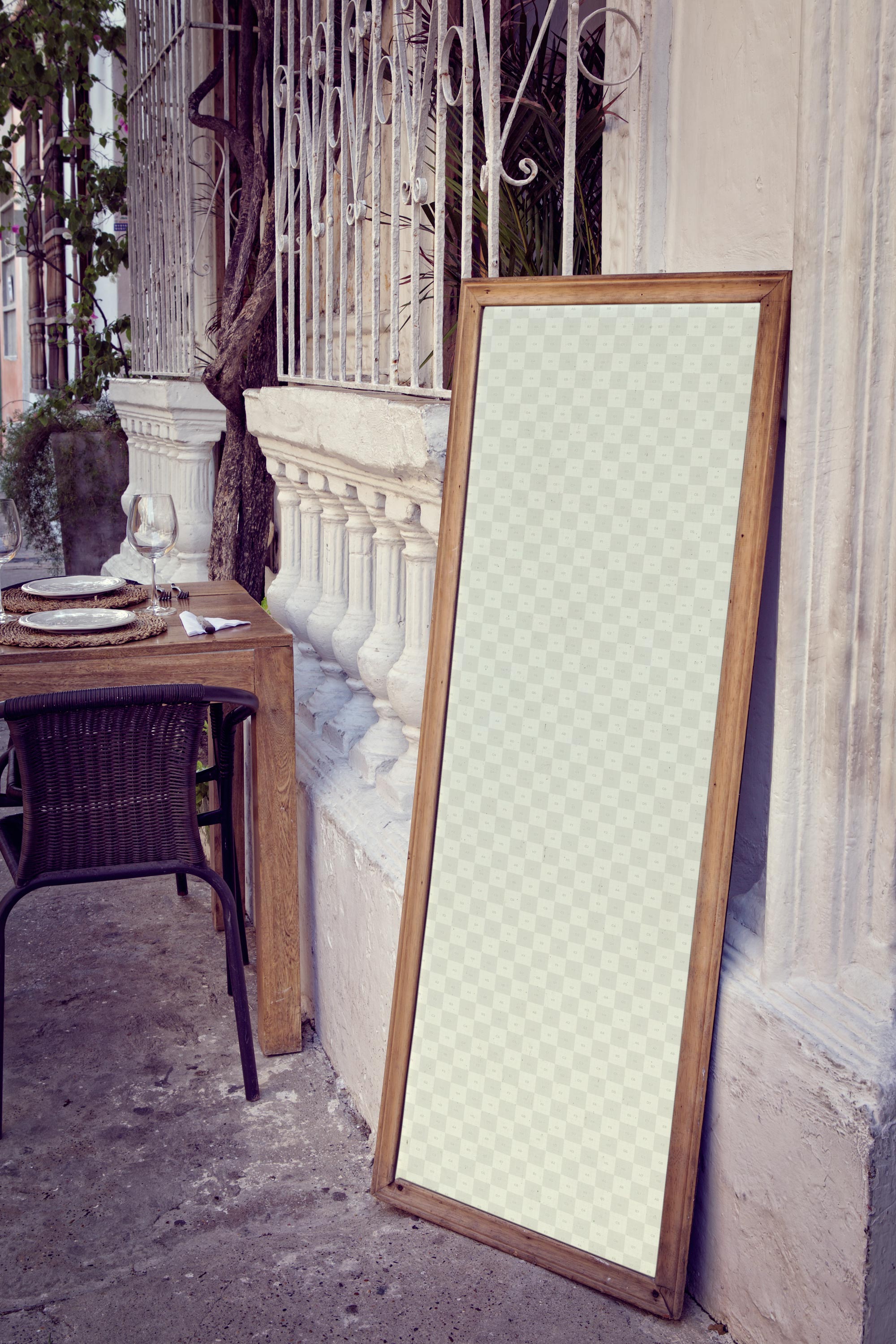 店铺活动海报设计图片预览样机模板 Vertical Display Board Mockup插图(2)