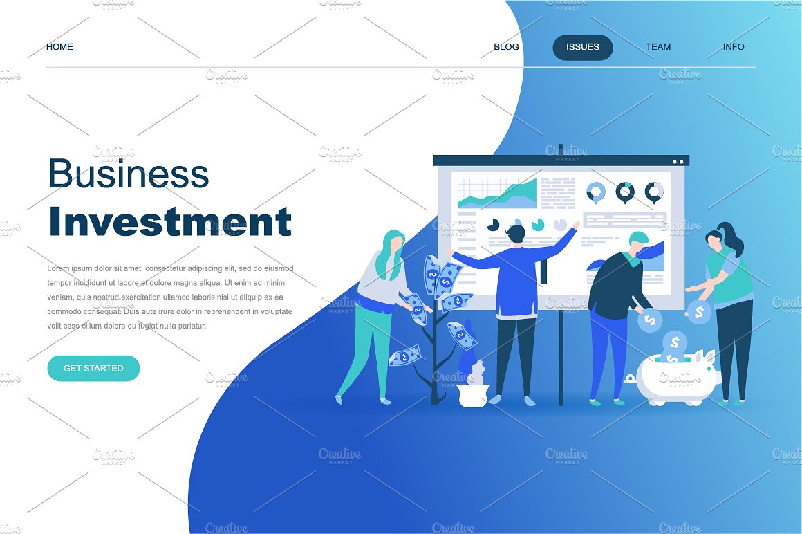 现代化平面设计着陆页模板 Flat Design Landing Page Templates插图(1)