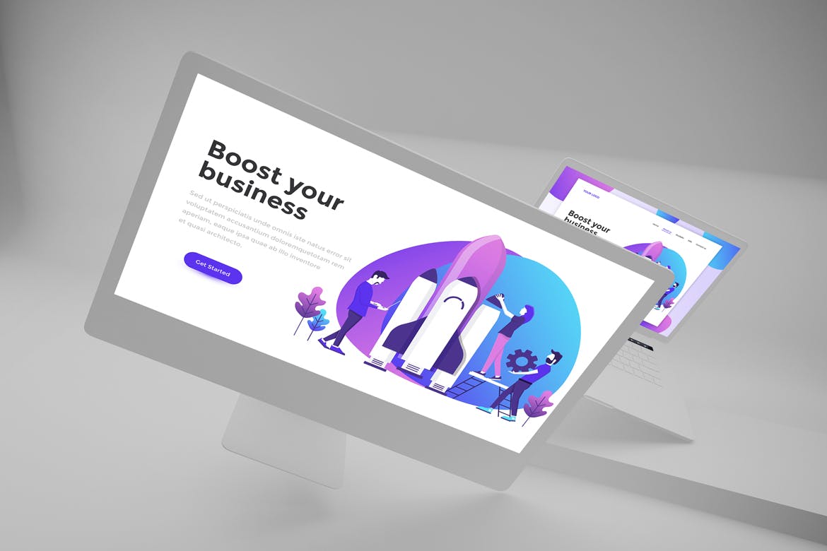 响应式网站设计效果图预览素材库精选样机模板 Clean Web Mockup插图(7)