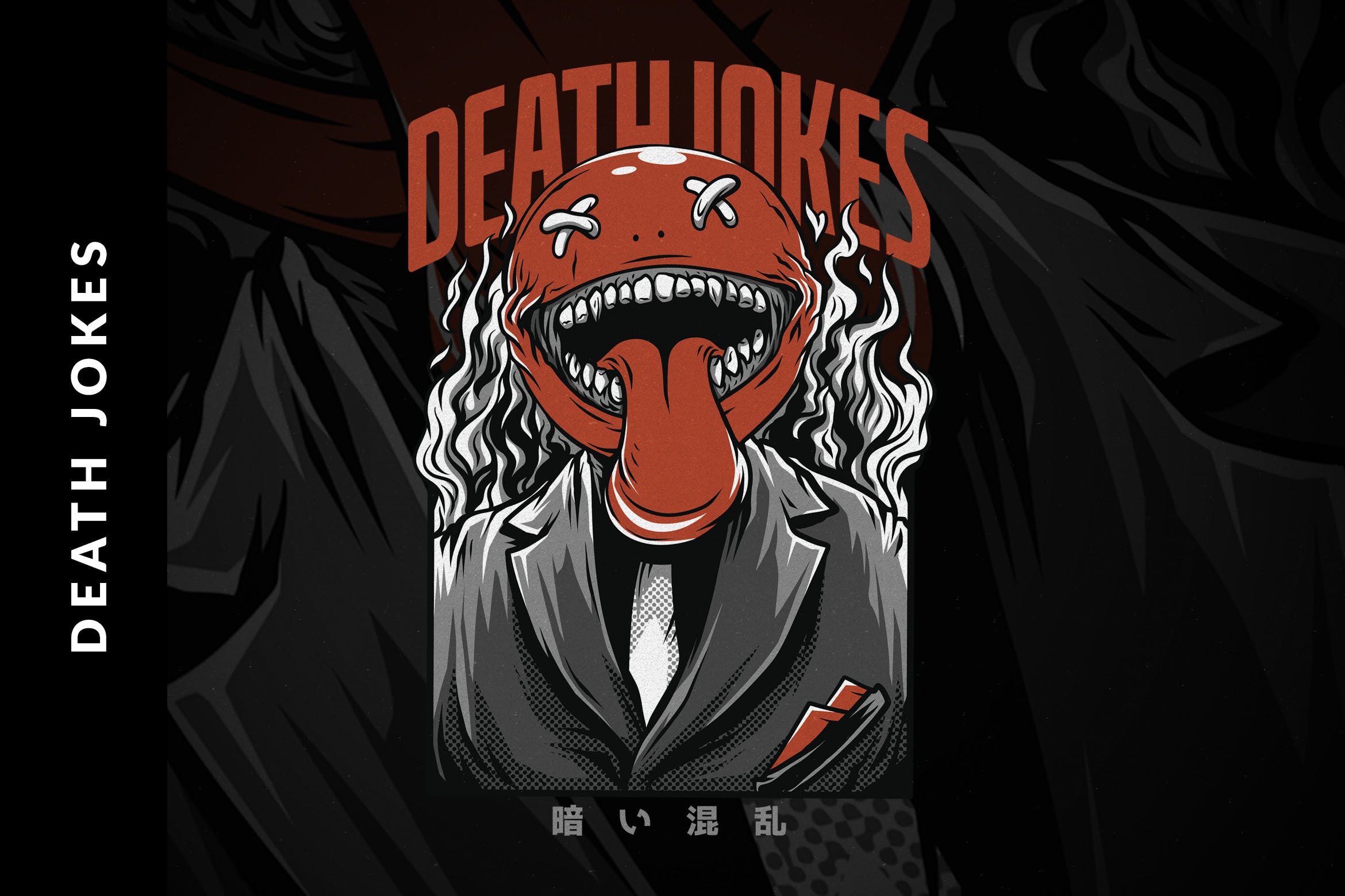 死亡笑话T恤手绘印花插画设计素材 Death Jokes T-Shirt Design插图