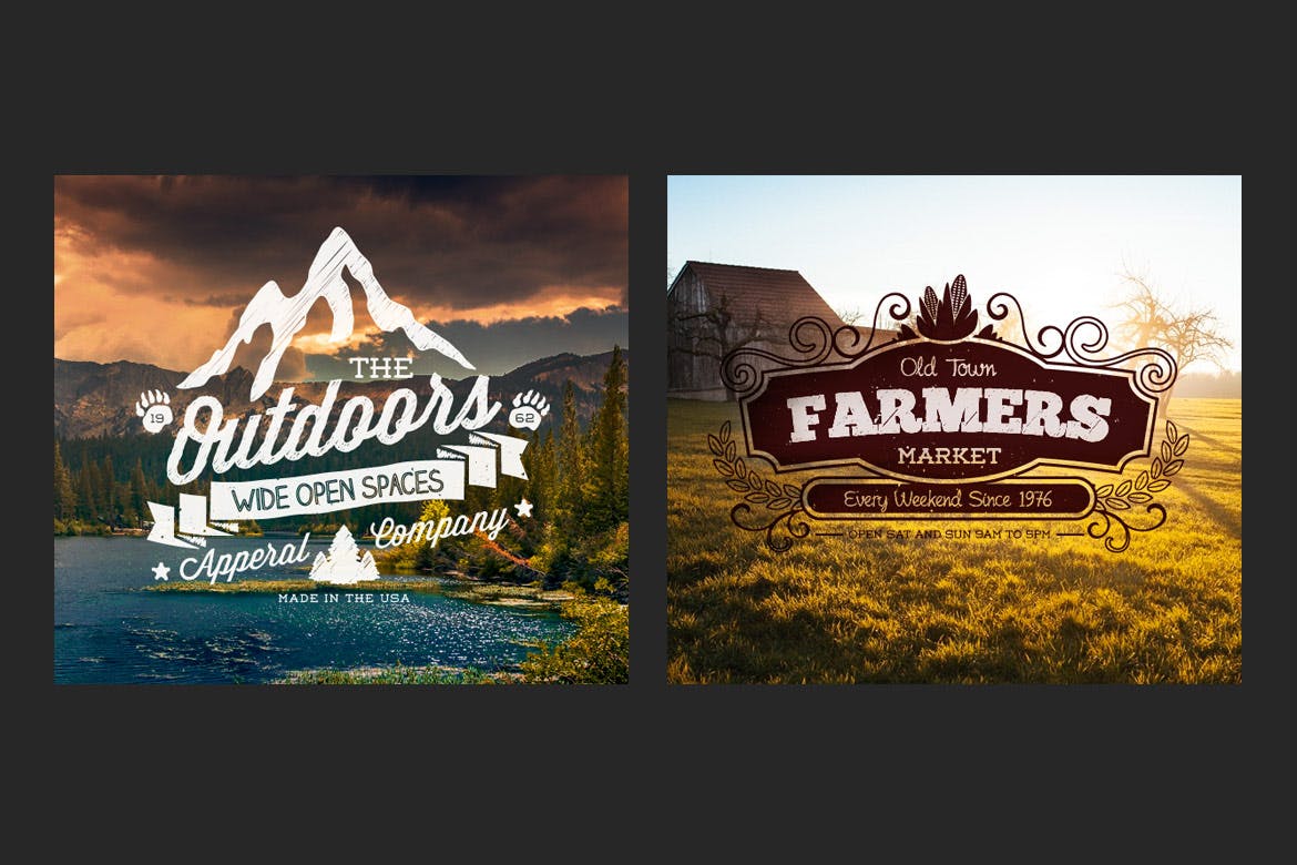 复古手绘设计风格Logo&标签设计模板 Hand Drawn Vintage Logos and Labels插图(3)