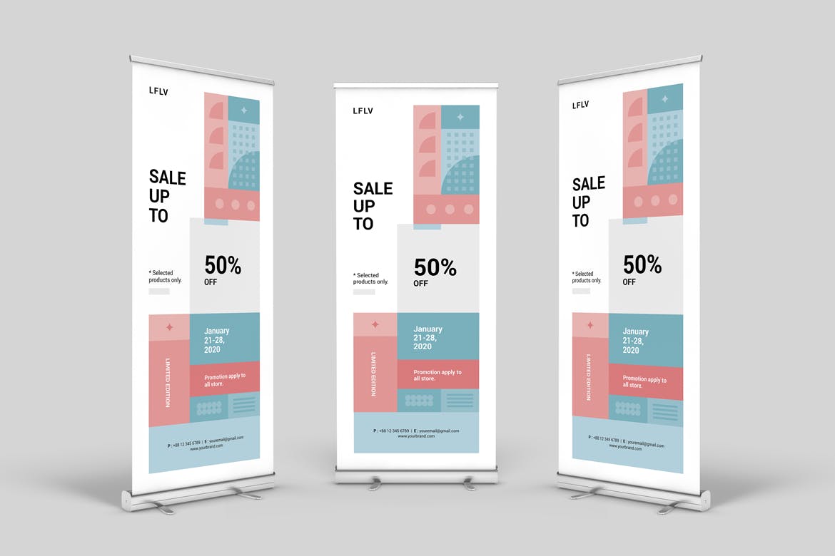 时装促销卖场X展架横幅广告Banner设计模板 Roll-up Banner插图(3)