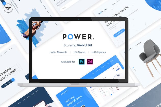 现代设计风格网站设计Web UI工具包 Power Web UI Kit插图(1)