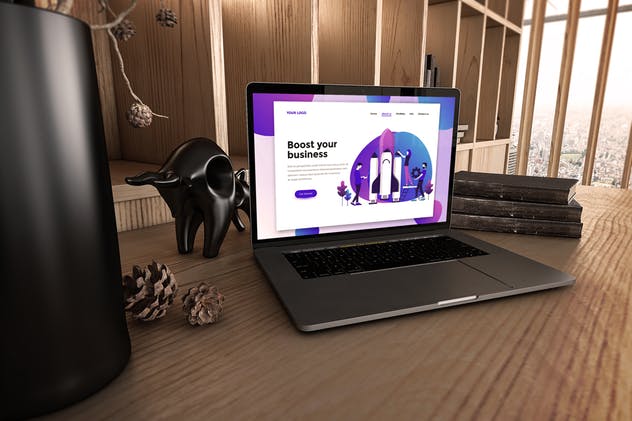 真实场景Macbook笔记本网页UI设计展示样机v1 MacBook Pro V.1插图(1)