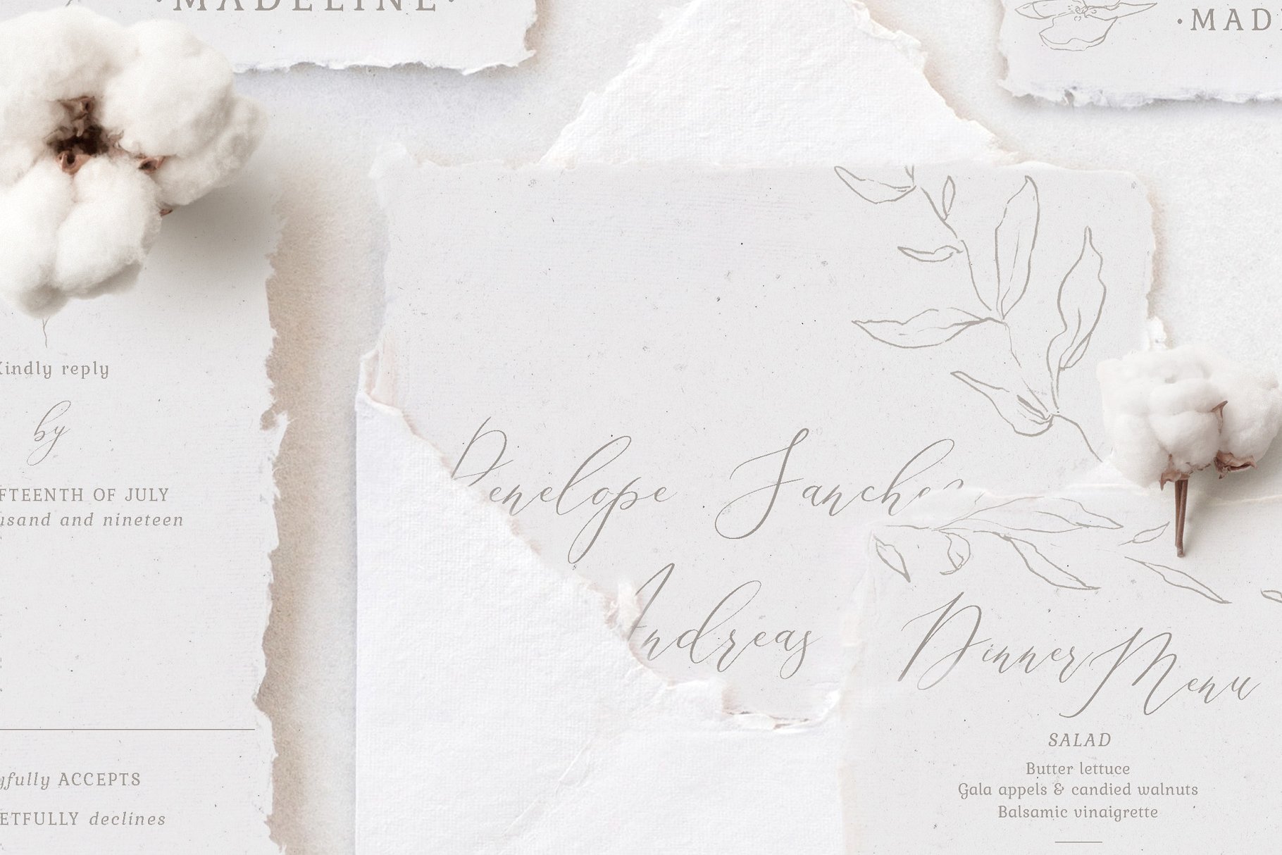 高雅花卉图案婚礼邀请函设计模板 Elegant Floral Wedding Suite插图(5)