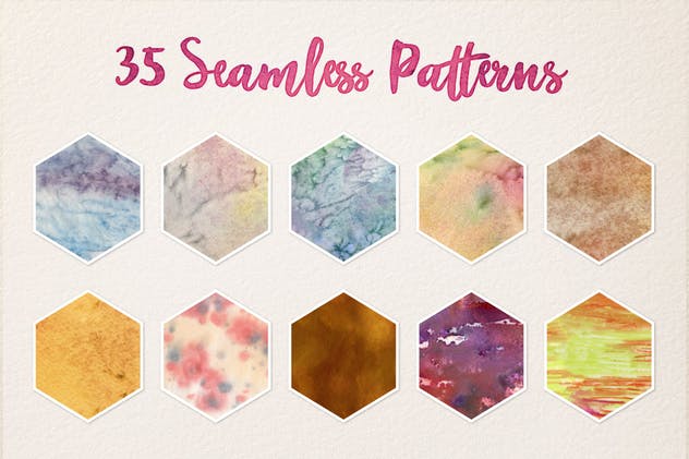 35款水彩艺术涂料肌理纹理Vol.1 Watercolor Wash Bundle Volume 1插图(3)