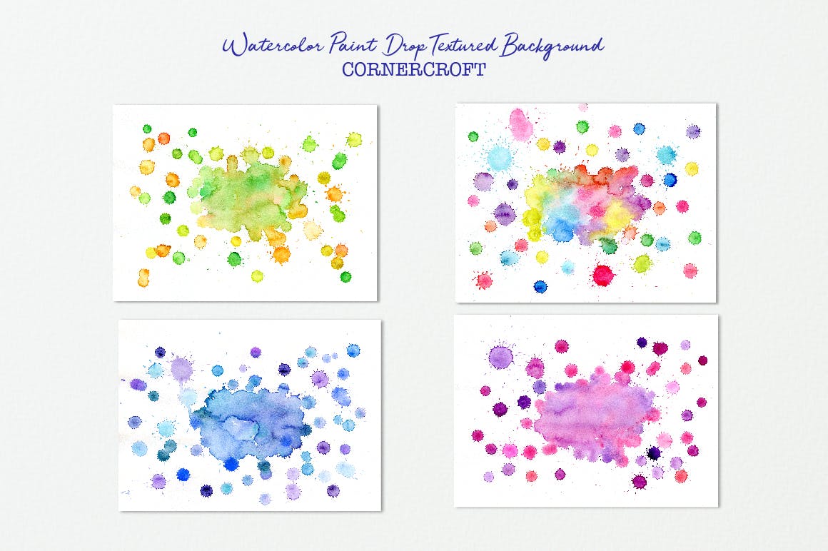 水彩颜料水滴图案背景素材 Watercolor paint drop background插图(1)