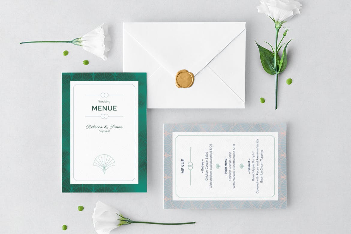 淡雅风格装饰边框婚礼邀请设计素材包 Wedding Invitation插图(12)