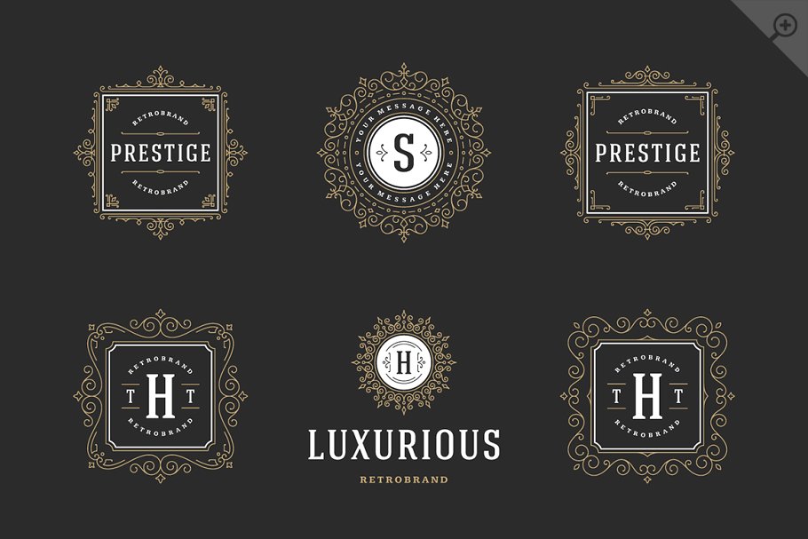 250款字母饰品组合装饰Logo模板 250 ornaments logos & monograms插图(6)