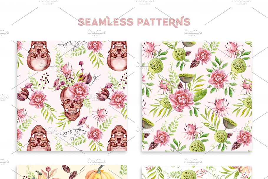 神秘秋天水彩剪贴画合集 Watercolor Mysterious Autumn插图(9)