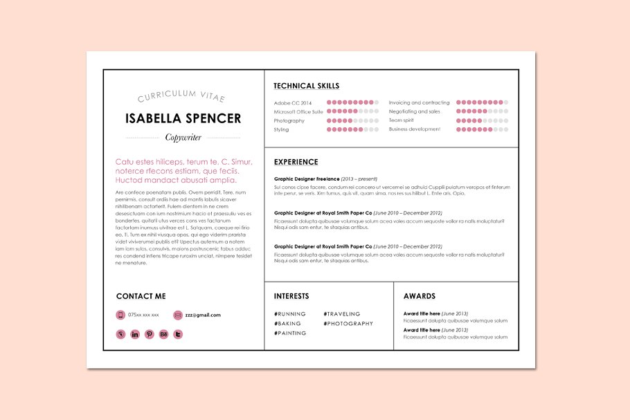 现代实用微软WORD个人简历模板 Microsoft WORD Resume/CV template插图(3)