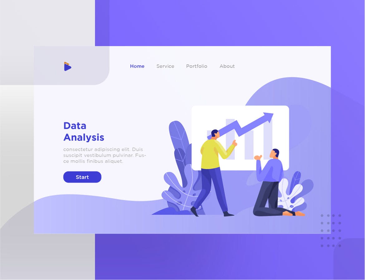 数据分析主题网站设计矢量插画设计素材 Data analysis illustration for website插图(1)
