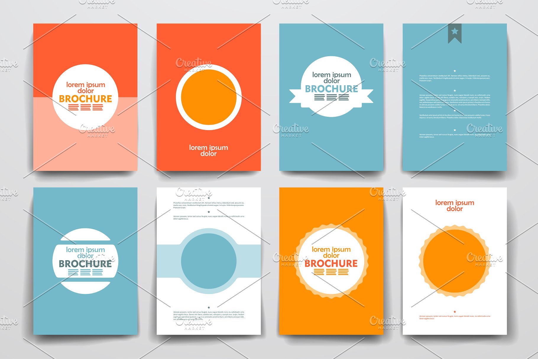 一组漂亮的简约背景小册子模板 Set of Beautiful Brochures插图(2)