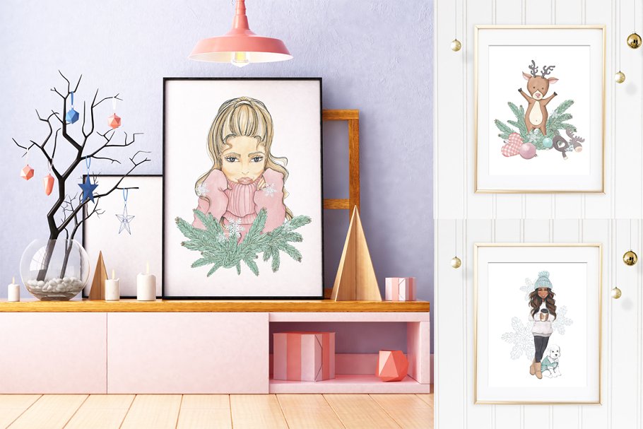 冬季圣诞节主题手绘插画套装 Winter Christmas Hand-painted Kit插图(8)