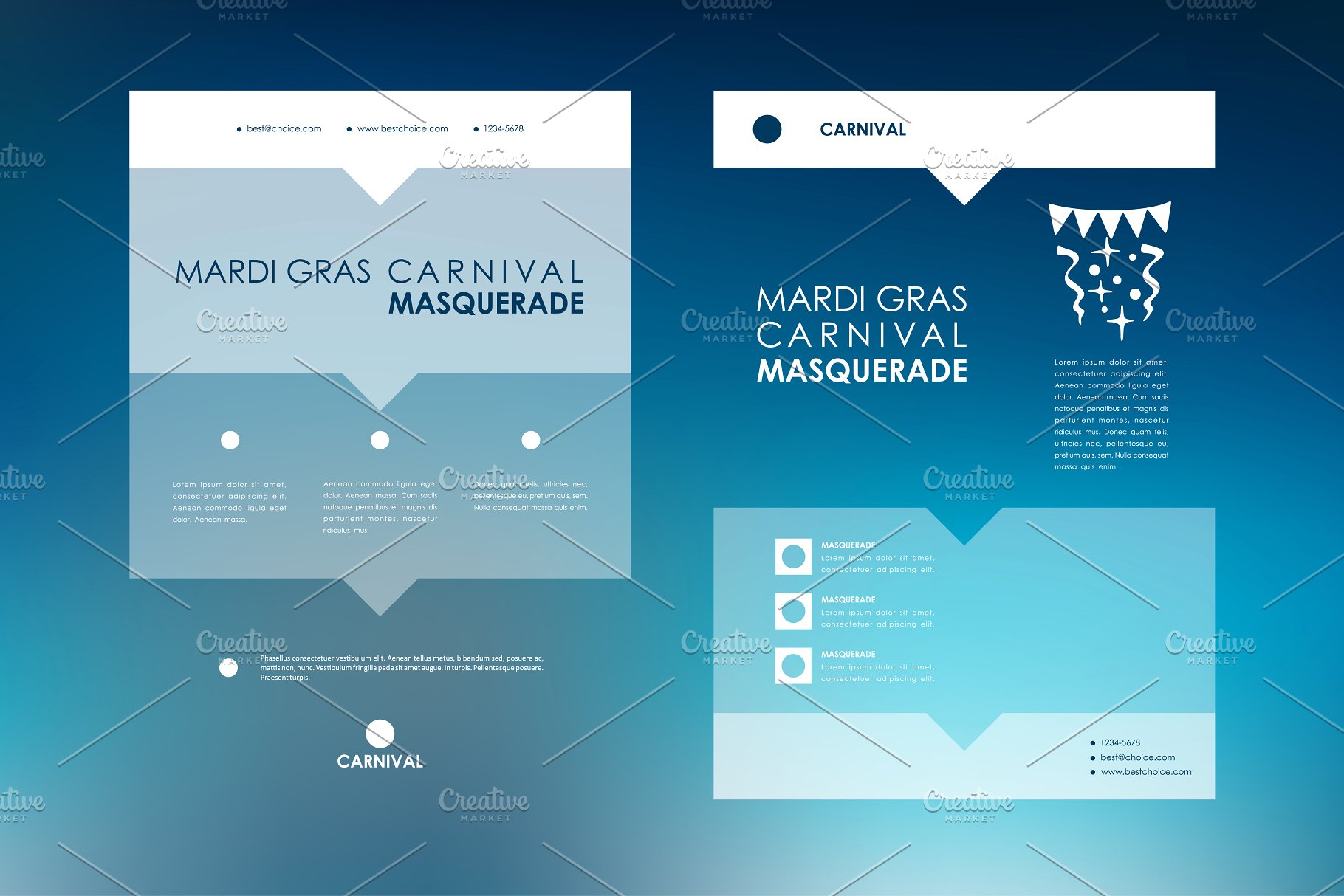 美国狂欢节主题小册子模板 Mardi Gras Brochures插图(3)