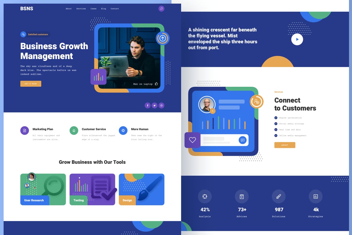 企业品牌官网响应式网页设计素材库精选模板 Corporate Business Responsive Template插图(2)
