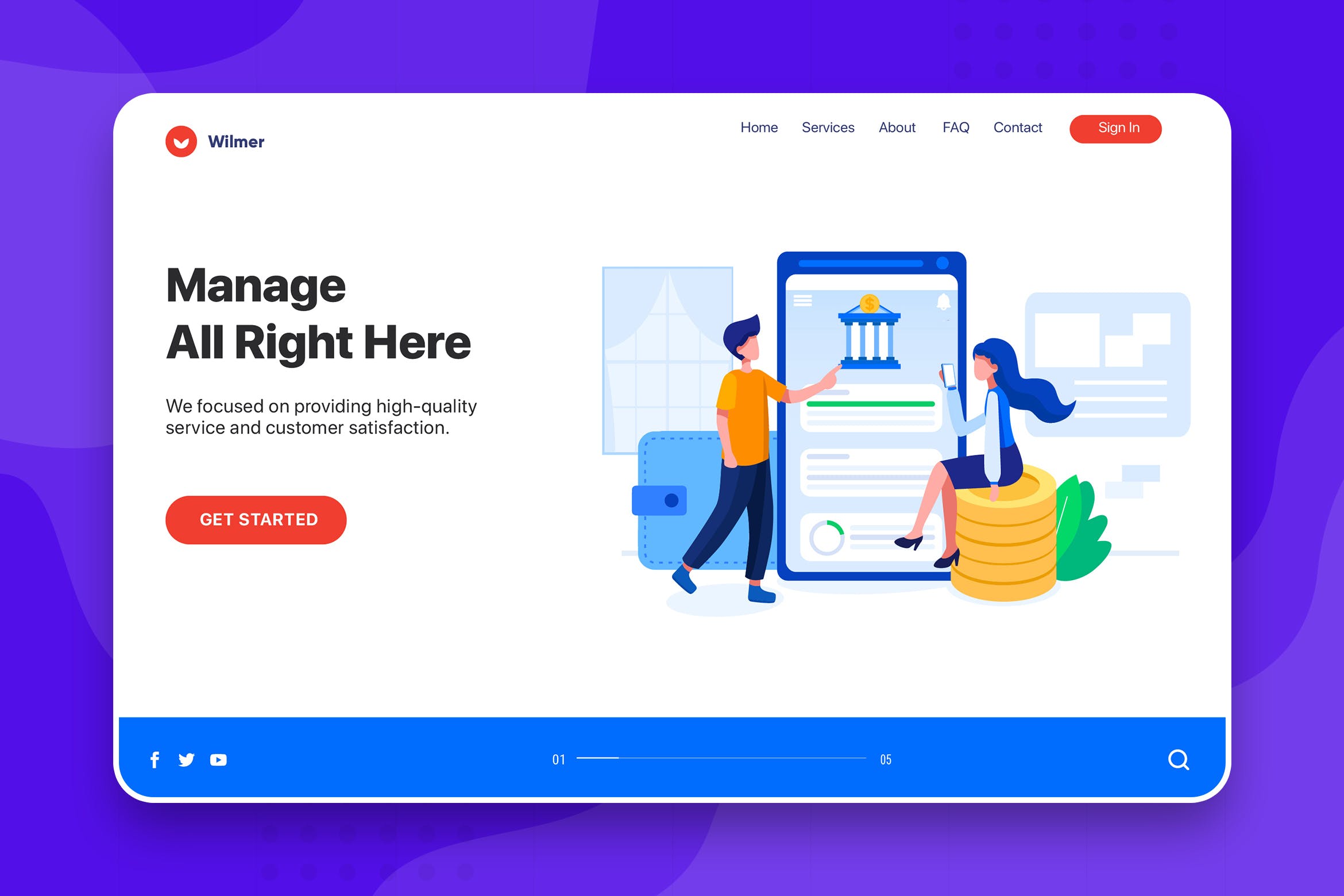 网站Banner&着陆页设计银行账号管理主题素材库精选概念插画素材 Manage Bank Account – Banner & Landing Page插图