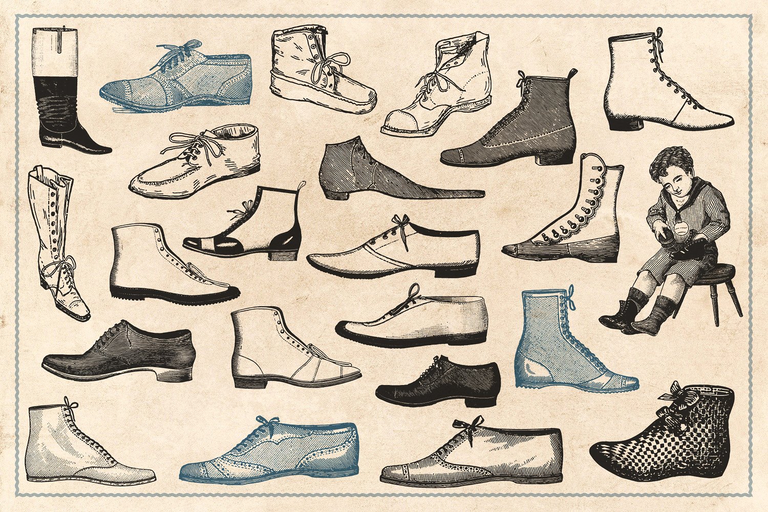200个复古版画和男女时尚服饰的手绘插图插图(8)