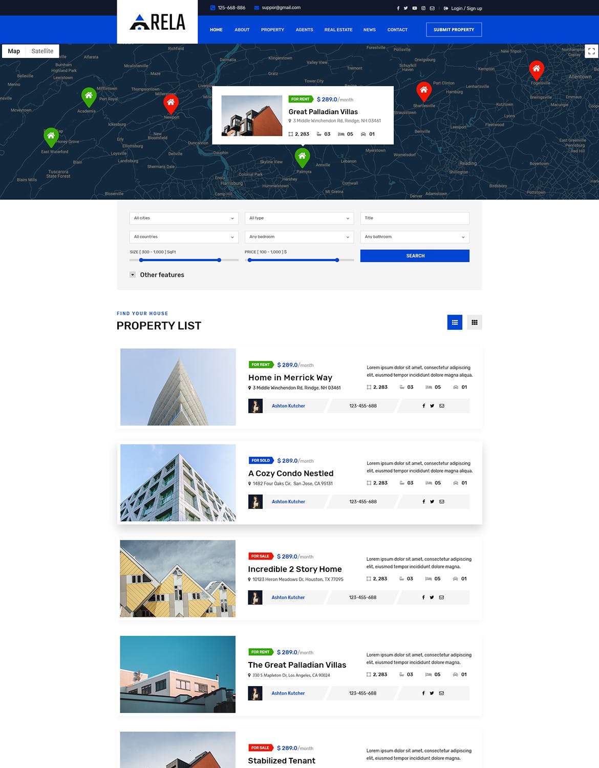 房地产经销商城网站设计PSD模板 Arela | Real Estate PSD Template插图(7)