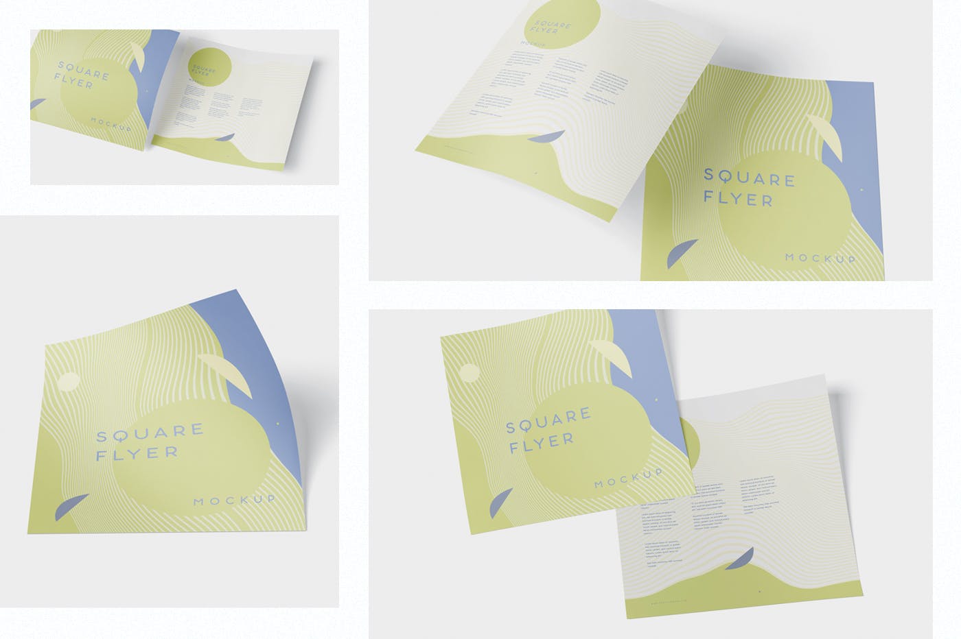 方形企业宣传单设计效果图样机 Square Flyer Mock-Up插图(1)