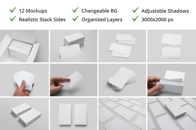 经典简约风格企业名片设计样机 Realistic Business Card Mockups for US Size插图(2)