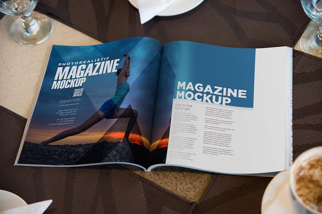 方形时尚杂志封面&内页设计样机模板 Square Fashion Magazine Mockup插图(2)