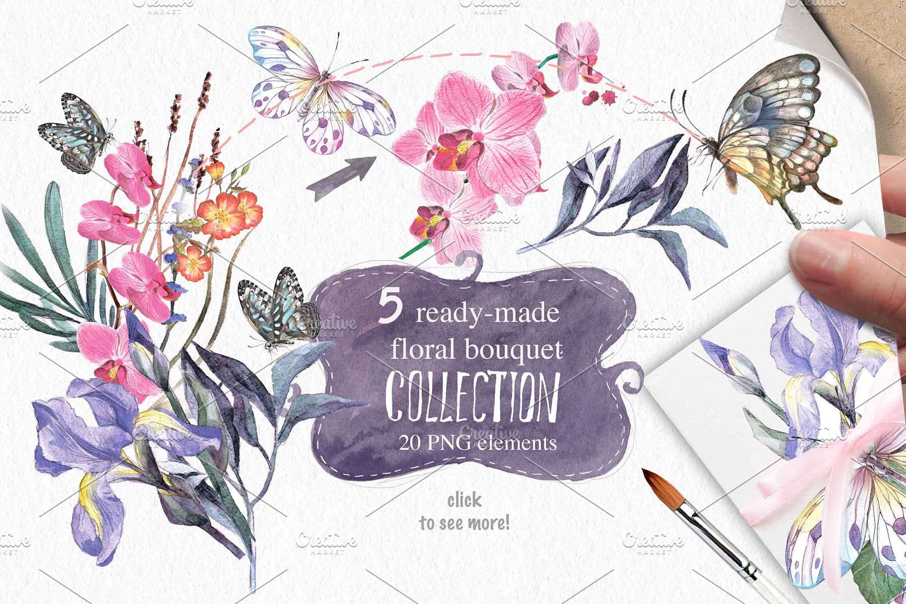 极力推荐：超级水彩元素设计素材包[2.5GB] Wildflowers pack 75 PNG插图(4)
