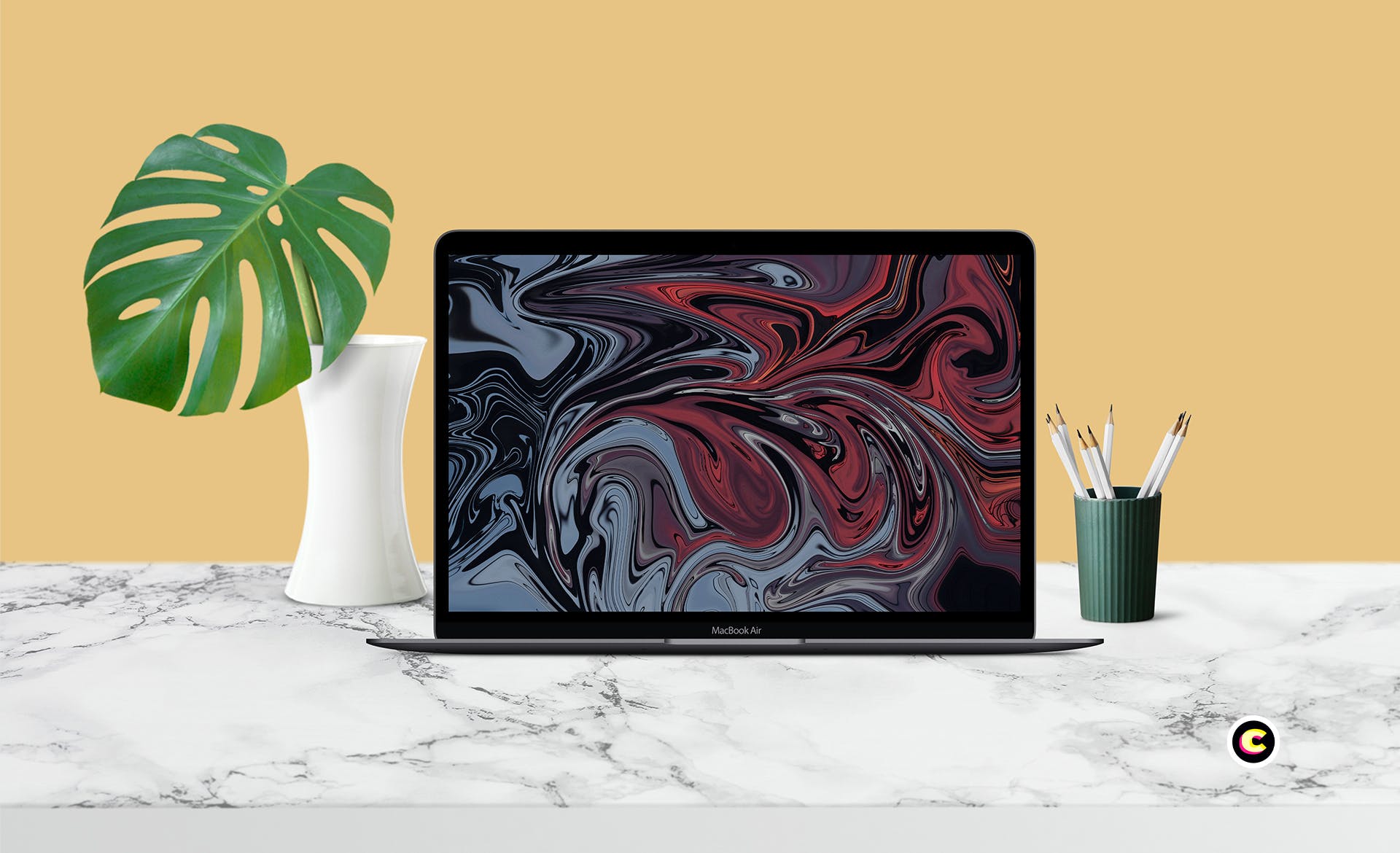 简约风办公环境超极本电脑屏幕预览样机 Laptop Mockup插图(2)