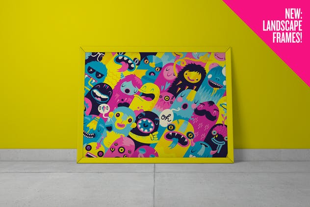 油画画作画框样机模板 Frame Mockup – Landscape插图(3)