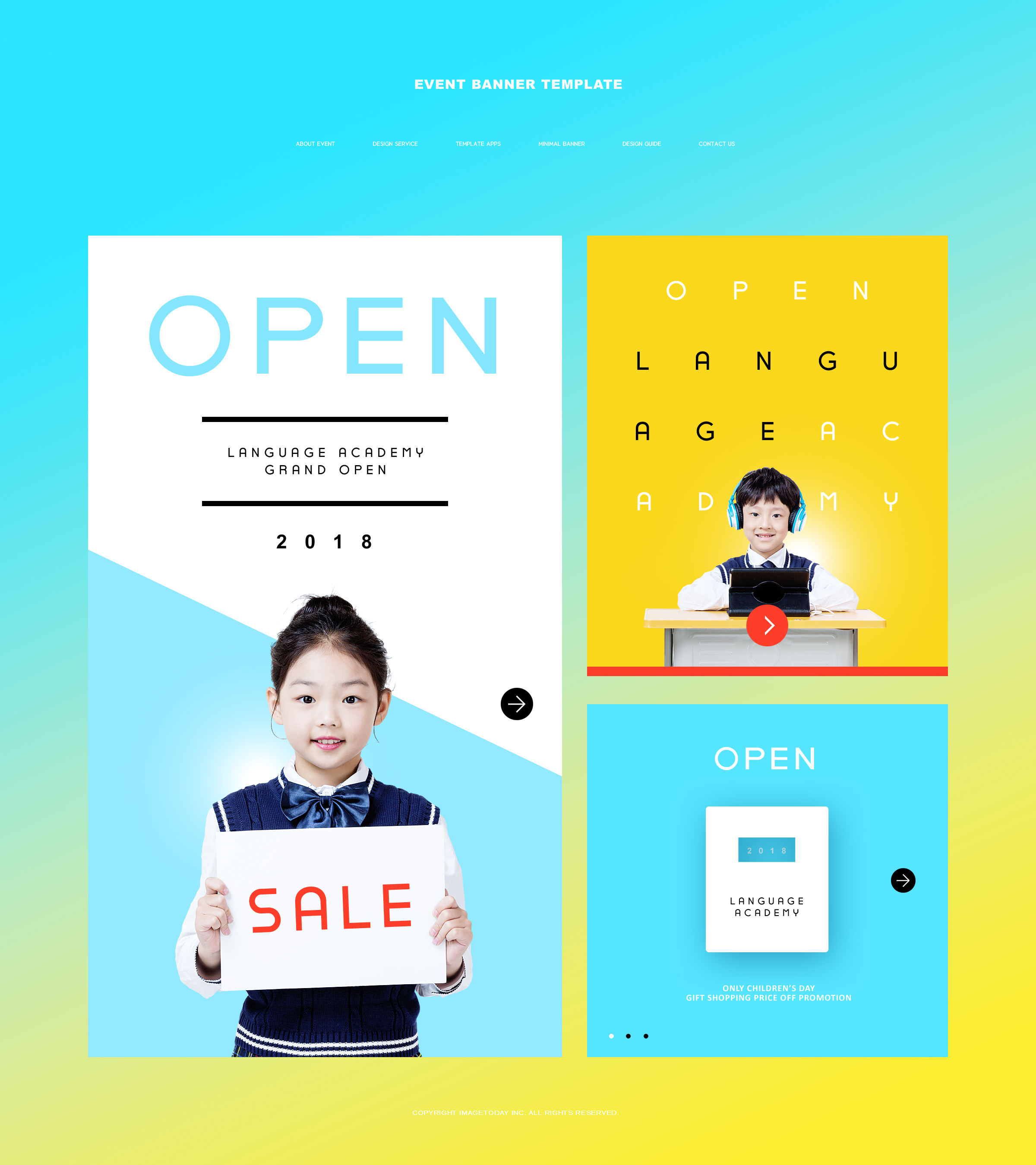 儿童学习教育主题网站Banner设计模板插图