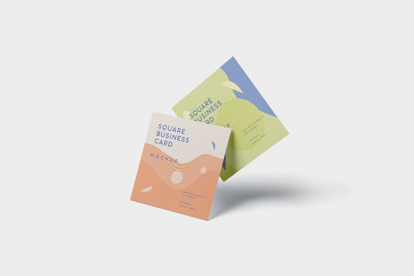 正方形创意企业名片设计阴影效果图样机 Business Card Mockup in Square Format插图(4)