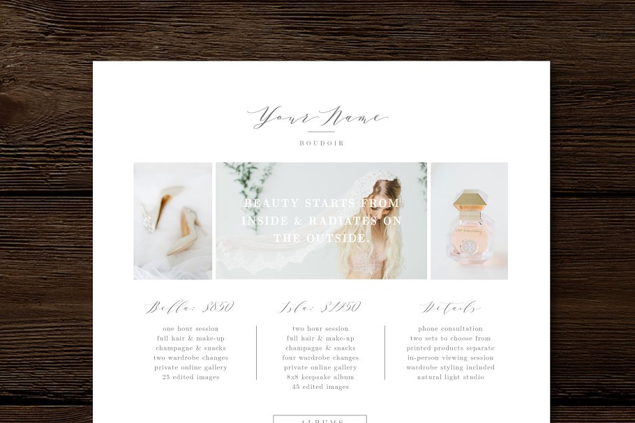 摄影服务套餐价格报价单设计模板 Boudoir Photographer Marketing插图(1)