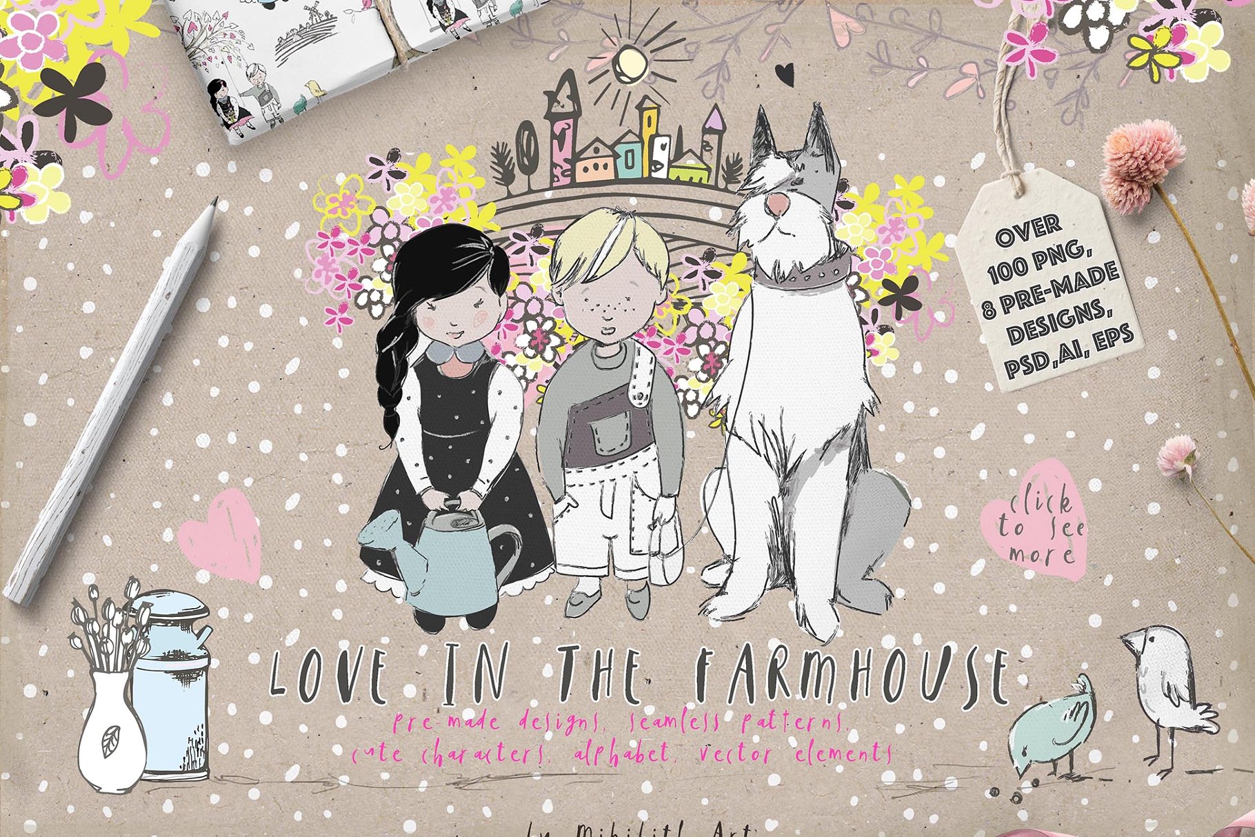 温馨的农场手绘设计元素合集[2.97GB] LOVE IN THE FARMHOUSE插图(1)