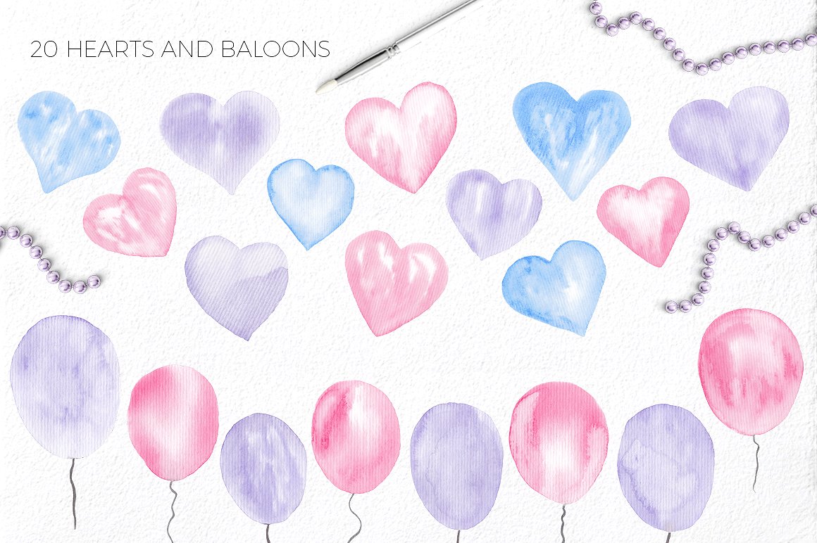 情人节浪漫水彩插画素材[JPG,PNG]插图(4)