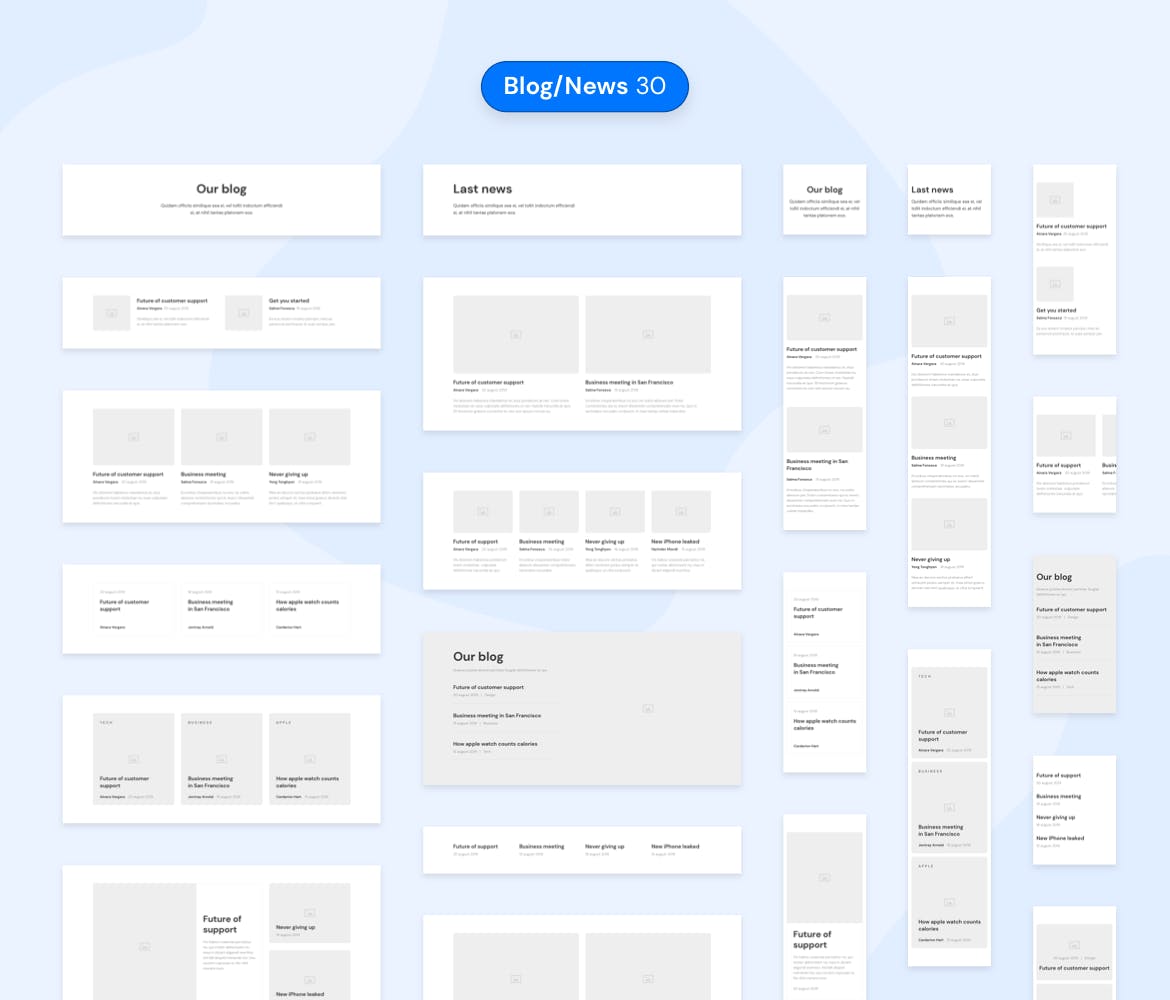 300+APP&Web区块UI线框图设计模板 Desktop & Mobile Wireframe Web UI Kit插图(12)