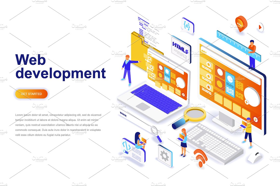 等距概念扁平风网站着陆页设计插画模板合集 Isometric Concept Flat Design插图(19)