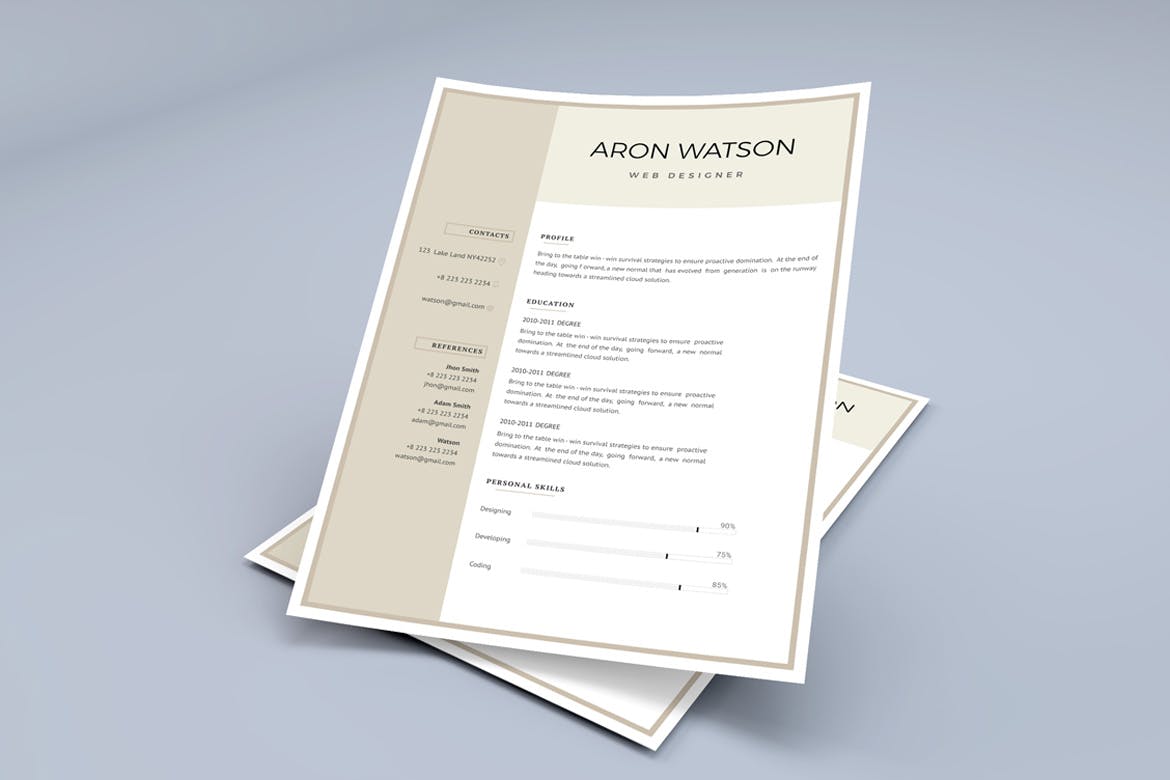 网站设计师简约风专业简历模板 Professional CV Template插图(1)