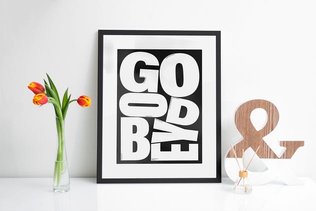 居家风格艺术作品/照片展示画框相框样机模板 Frame Mock-Up Home Style插图(2)