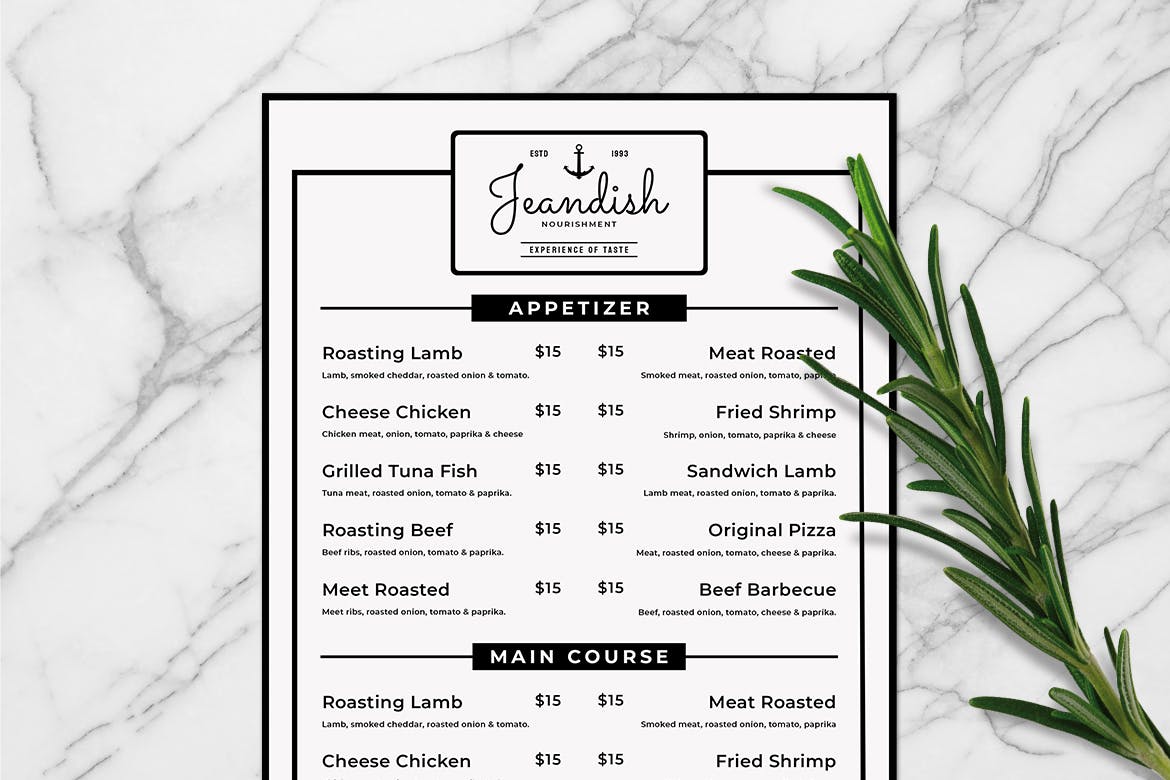 简约风西式餐厅素材库精选菜单模板v08 SGM – Food Menu .08插图(1)