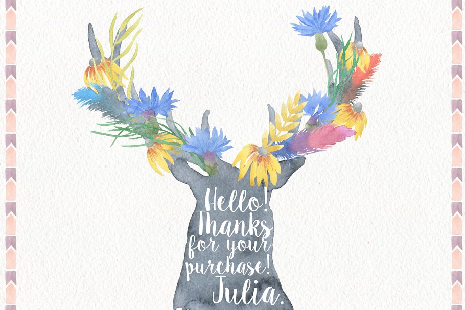 手绘水彩野生动植物插画素材 Wild Watercolor DIY Pro插图(4)