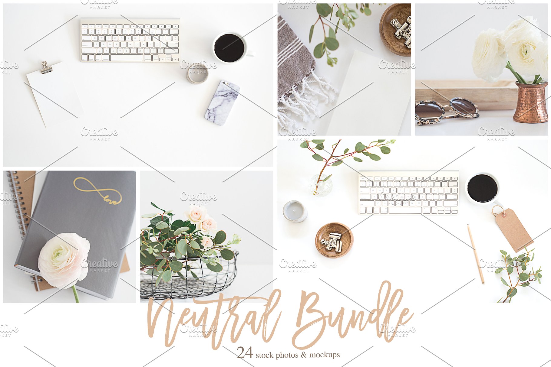 24款小资情调场景样机 24 Neutral Stock Photos & Mockups插图(1)