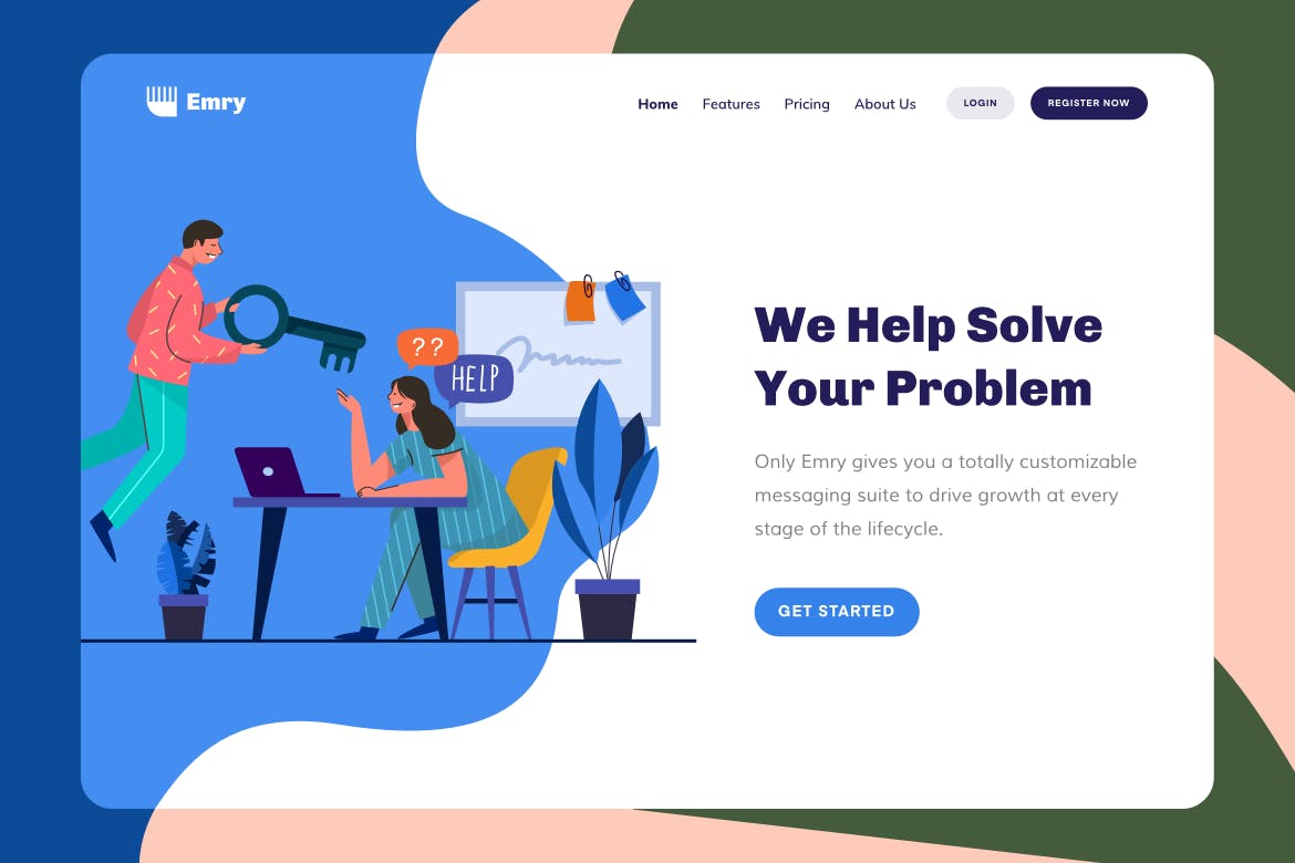 帮助中心主题网站设计矢量插画素材 Emry – Help Header插图(1)