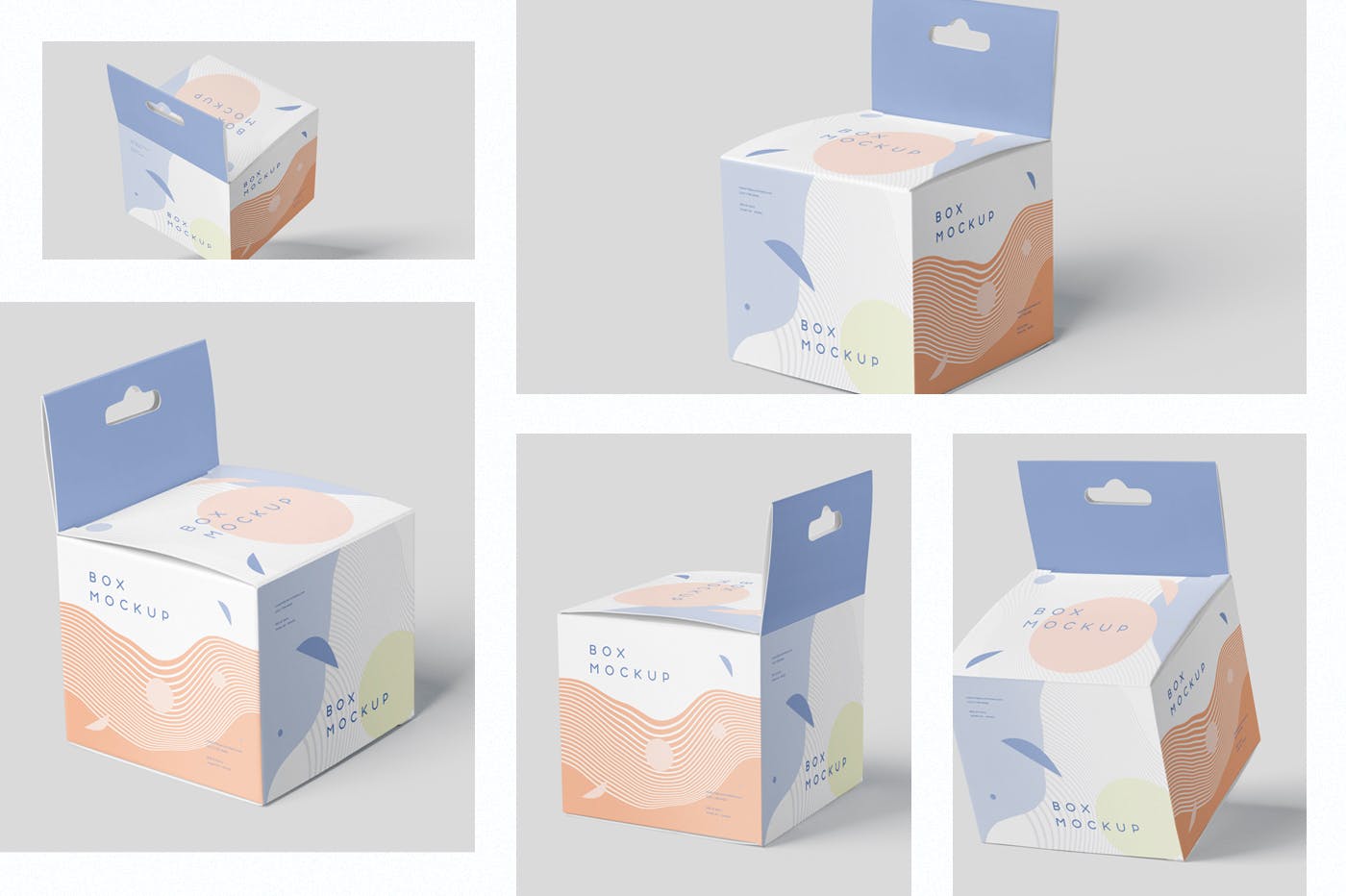 挂耳式迷你方形包装盒素材库精选模板 Box Mockup Set – Mini Square with Hanger插图(1)